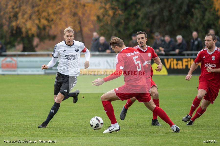 Maurice Kübert, Dominik Lambrecht, Marvin Schramm, Stefan Weiglein, 10.11.2018, Landesliga Nordwest, 1. FC Geesdorf, TSV Karlburg - Bild-ID: 2235751