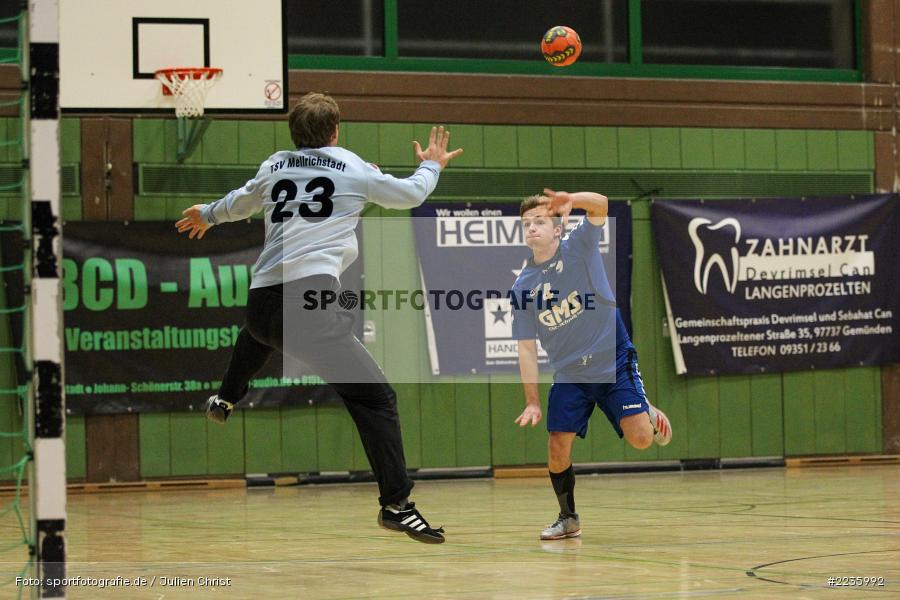 Sebastian Sender, Adrian Schwab, Handball, Erwin-Ammann-Halle, 09.12.2018, Bezirksliga Nord Männer, TSV Mellrichstadt, TSV Karlstadt - Bild-ID: 2235992