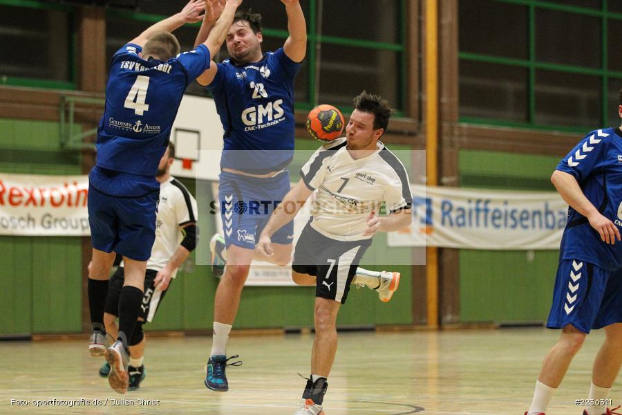 Adrian Schwab, Sebastian Reiss, Dominik Wagenbrenner, Erwin-Ammann-Halle, 17.02.2019, Handball, HSV Thüngersheim, TSV Karlstadt - Bild-ID: 2236311