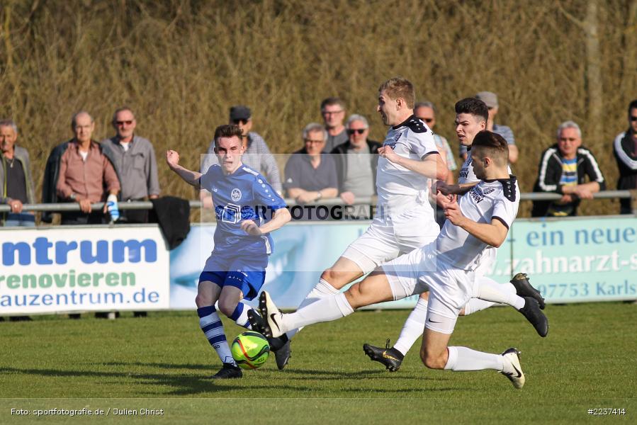 Cedric Fenske, Marco Schiebel, Marvin Schramm, Marvin Ott, 30.03.2019, Landesliga Nordwest, ASV Rimpar, TSV Karlburg - Bild-ID: 2237414