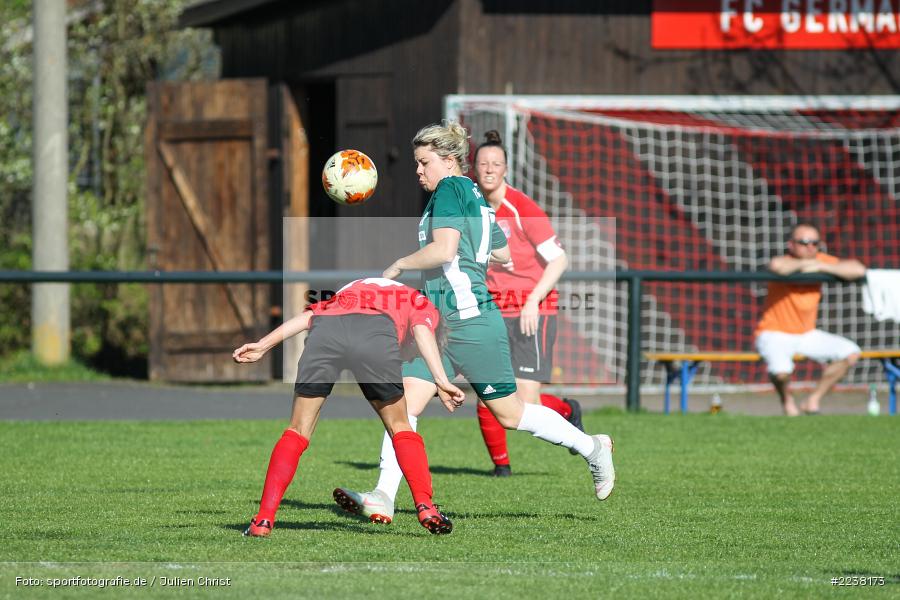 Delia Brandenstein, Cindy Matetschk, Landesliga Nord Frauen, 20.04.2019, 1. FFC Hof II (N), FC Karsbach - Bild-ID: 2238173