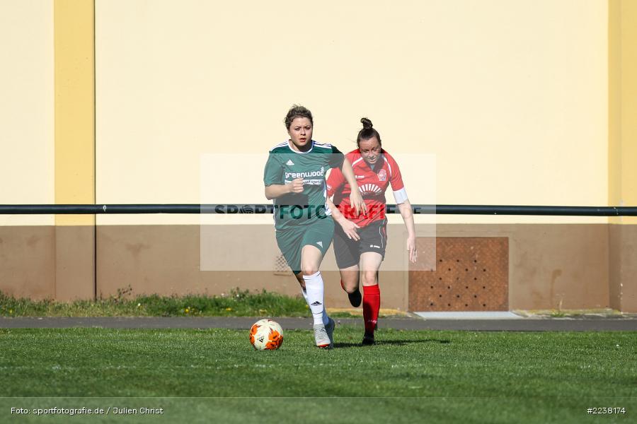 Delia Brandenstein, Sarah Krippendorf, Landesliga Nord Frauen, 20.04.2019, 1. FFC Hof II (N), FC Karsbach - Bild-ID: 2238174