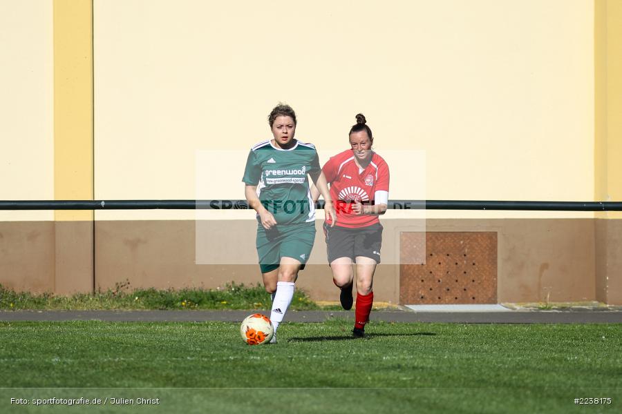Delia Brandenstein, Sarah Krippendorf, Landesliga Nord Frauen, 20.04.2019, 1. FFC Hof II (N), FC Karsbach - Bild-ID: 2238175