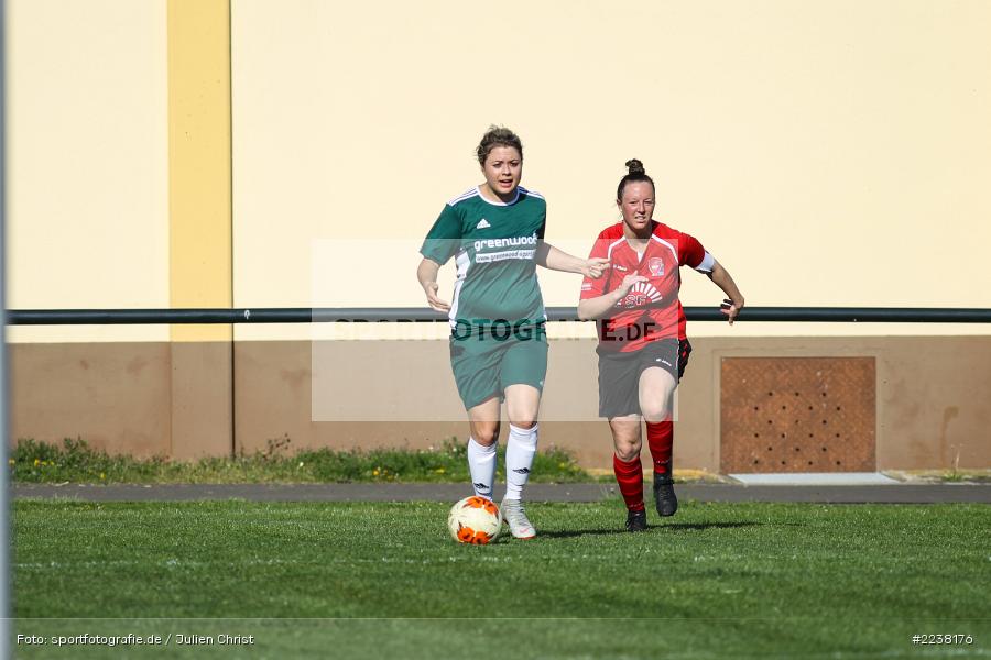 Delia Brandenstein, Sarah Krippendorf, Landesliga Nord Frauen, 20.04.2019, 1. FFC Hof II (N), FC Karsbach - Bild-ID: 2238176