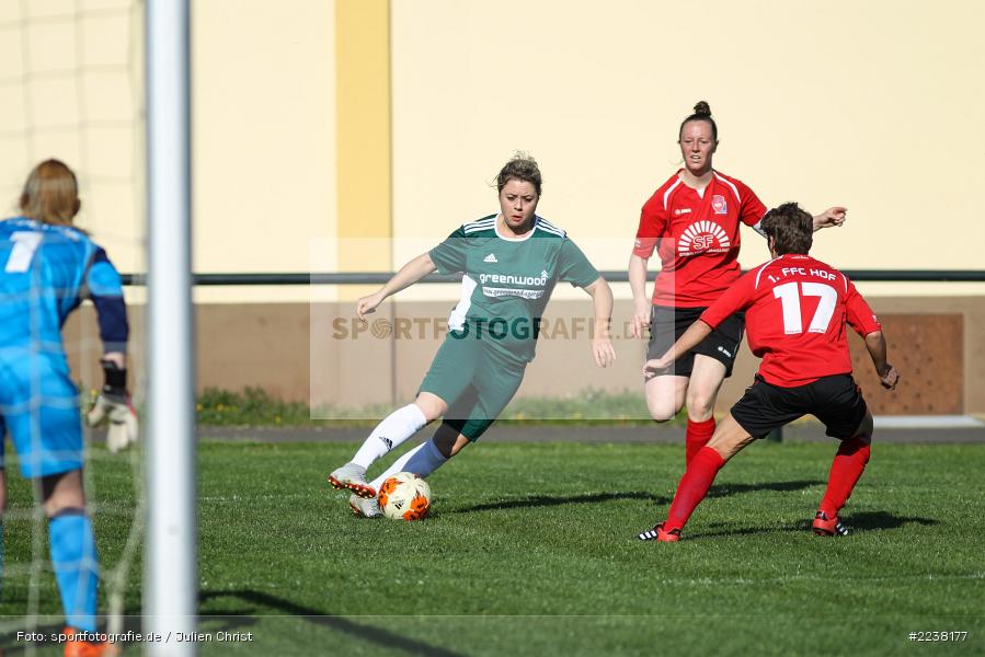 Delia Brandenstein, Cindy Matetschk, Landesliga Nord Frauen, 20.04.2019, 1. FFC Hof II (N), FC Karsbach - Bild-ID: 2238177