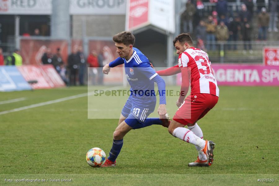 Robert Herrmann, Lucas Hufnagel, FLYERALARM Arena, Wuerzburg, 25.01.2020, DFB, sport, action, Fussball, 3. Liga, SpVgg Unterhaching, FC Wuerzburger Kickers - Bild-ID: 2271762