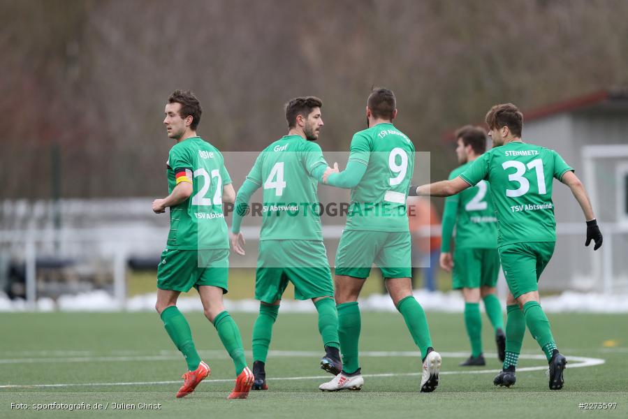 Christian Steinmetz, Daniel Endres, Adrian Dußler, Adrian Graf, TSV Abtswind, SV Viktoria Aschaffenburg, 29.02.2020 - Bild-ID: 2273597