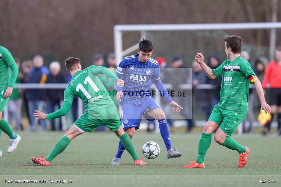 Adrian Dußler, Markus Thomann, Pasqual Verkamp, TSV Abtswind, SV Viktoria Aschaffenburg, 29.02.2020 - Bild-ID: 2273797