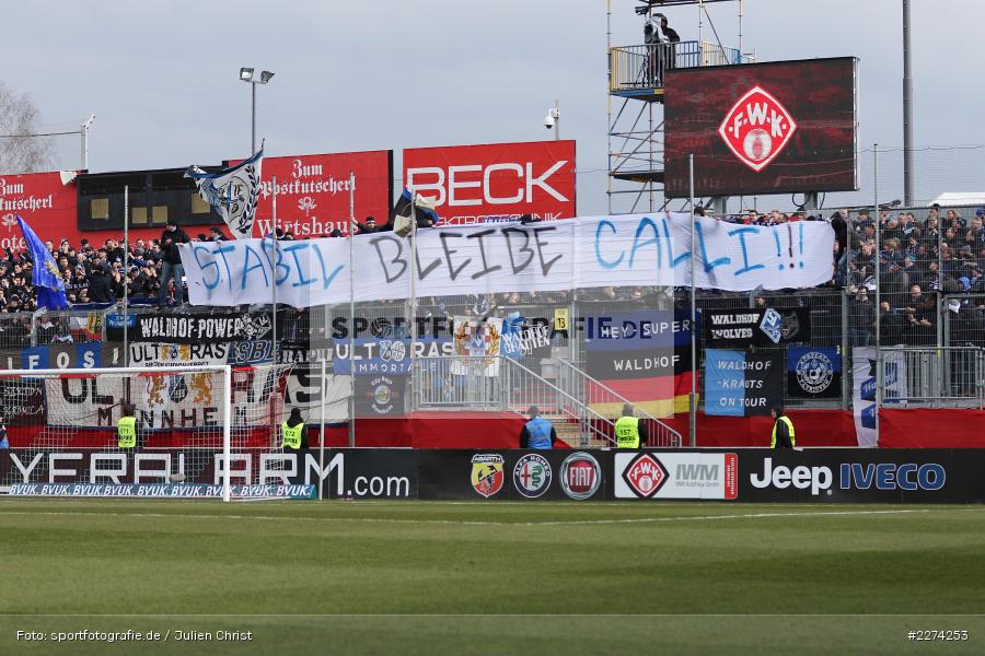 Transparent, Choreografie, FLYERALARM Arena, Würzburg, 07.03.2020, DFB, sport, action, Fussball, 3. Liga, SV Waldhof Mannheim, FC Würzburger Kickers - Bild-ID: 2274253