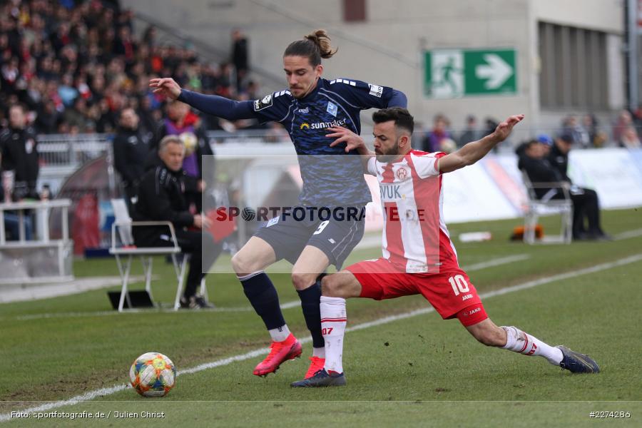 Albion Vrenezi, Valmir Sulejmani, FLYERALARM Arena, Würzburg, 07.03.2020, DFB, sport, action, Fussball, 3. Liga, SV Waldhof Mannheim, FC Würzburger Kickers - Bild-ID: 2274286