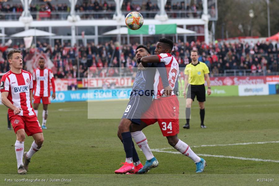 Mohamed Gouaida, Frank Ronstadt, FLYERALARM Arena, Würzburg, 07.03.2020, DFB, sport, action, Fussball, 3. Liga, SV Waldhof Mannheim, FC Würzburger Kickers - Bild-ID: 2274287