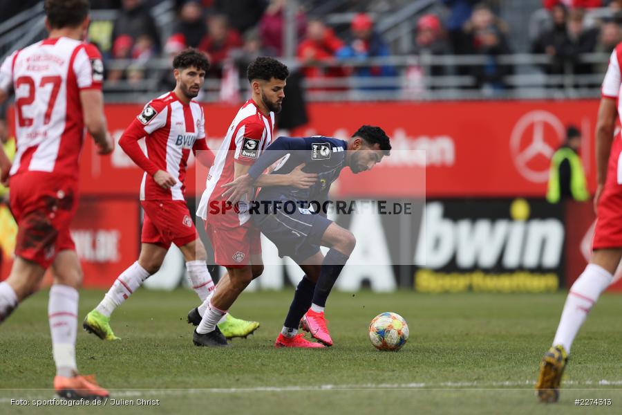 Mohamed Gouaida, Dave Gnaase, FLYERALARM Arena, Würzburg, 07.03.2020, DFB, sport, action, Fussball, 3. Liga, SV Waldhof Mannheim, FC Würzburger Kickers - Bild-ID: 2274313