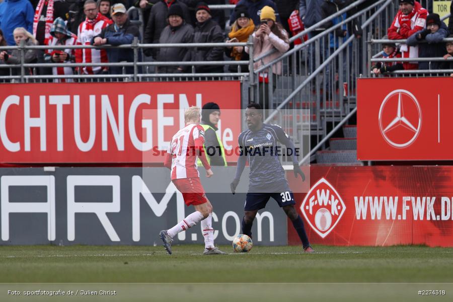 Kevin Koffi, Luke Hemmerich, FLYERALARM Arena, Würzburg, 07.03.2020, DFB, sport, action, Fussball, 3. Liga, SV Waldhof Mannheim, FC Würzburger Kickers - Bild-ID: 2274318
