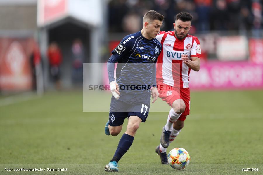 Albion Vrenezi, Gianluca Korte, FLYERALARM Arena, Würzburg, 07.03.2020, DFB, sport, action, Fussball, 3. Liga, SV Waldhof Mannheim, FC Würzburger Kickers - Bild-ID: 2274384
