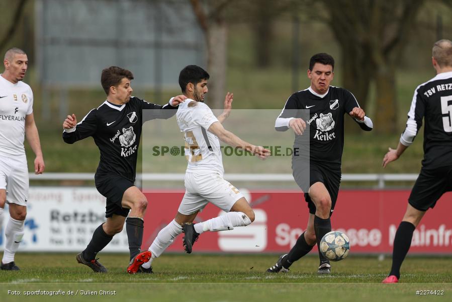 Senad Bajric, Nicolai Zull, Dominik Hehrlein, Sportgelände, Retzbach, 08.03.2020, Fussball, Bezirksliga West, 1. FC Südring, TSV Retzbach - Bild-ID: 2274422