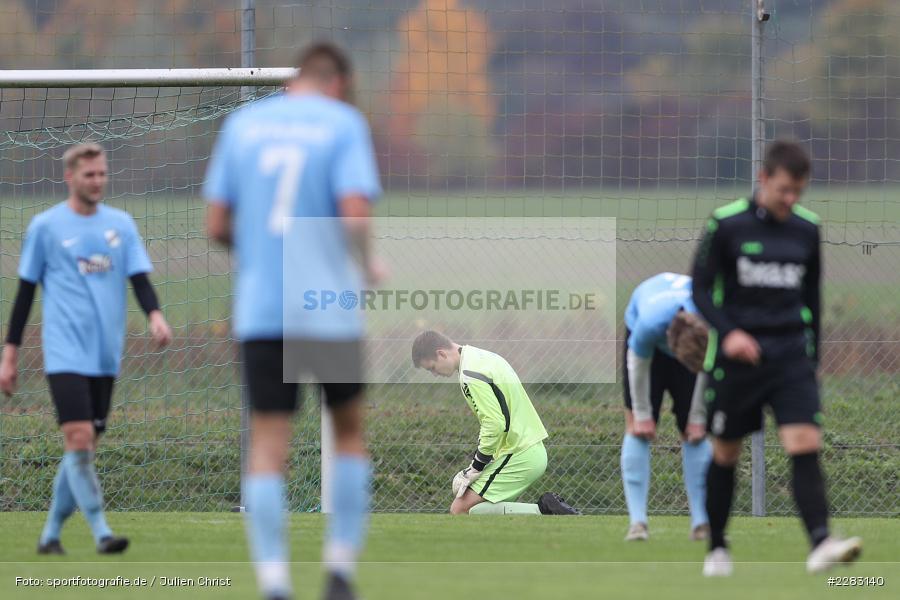 am Boden, Felix Kühnlein, sports, sport, soccer, action, TuS Aschaffenburg-Leider, Torjubel, TSV Retzbach, Sportgelände, Saison 2019/2020, Retzbach, Oktober 2020, Deutschland, Bezirksliga Unterfranken West, 18.10.2020 - Bild-ID: 2283140