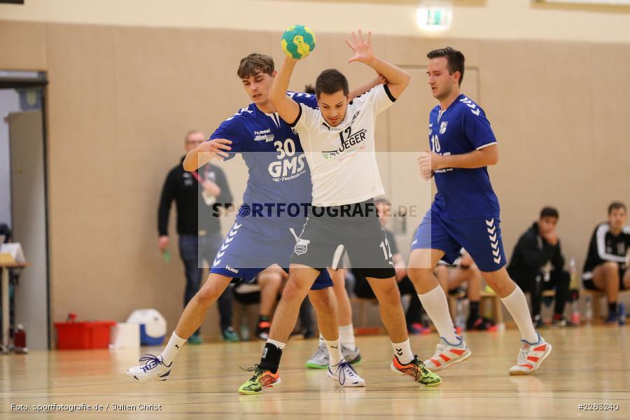 Maximilian Schmitt-Schreiner, Henrik Jöst, Raiffeisen-Sporthalle, Thüngersheim, 18.10.2020, sport, action, Saison 2020/2021, Handball, sports, Bezirksliga Herren, Deutschland, Oktober 2020, TSV Karlstadt, HSV Thüngersheim - Bild-ID: 2283240 Maximilian Schmitt-Schreiner, Henrik Jöst, Raiffeisen-Sporthalle, Thüngersheim, 18.10.2020, sport, action, Saison 2020/2021, Handball, sports, Bezirksliga Herren, Deutschland, Oktober 2020, TSV Karlstadt, HSV Thüngersheim - Bild-ID: 2283240