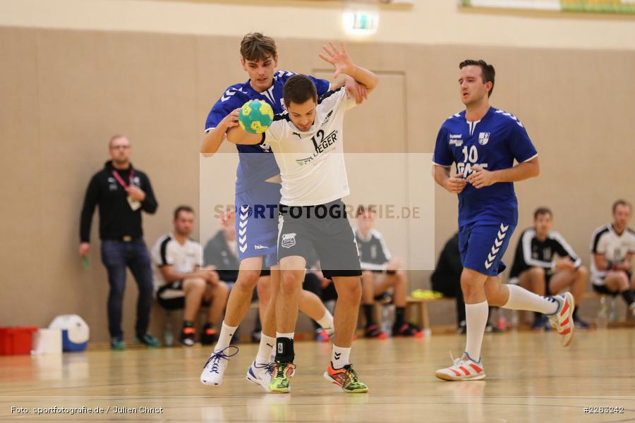 Henrik Jöst, Maximilian Schmitt-Schreiner, Raiffeisen-Sporthalle, Thüngersheim, 18.10.2020, sport, action, Saison 2020/2021, Handball, sports, Bezirksliga Herren, Deutschland, Oktober 2020, TSV Karlstadt, HSV Thüngersheim - Bild-ID: 2283242 Henrik Jöst, Maximilian Schmitt-Schreiner, Raiffeisen-Sporthalle, Thüngersheim, 18.10.2020, sport, action, Saison 2020/2021, Handball, sports, Bezirksliga Herren, Deutschland, Oktober 2020, TSV Karlstadt, HSV Thüngersheim - Bild-ID: 2283242