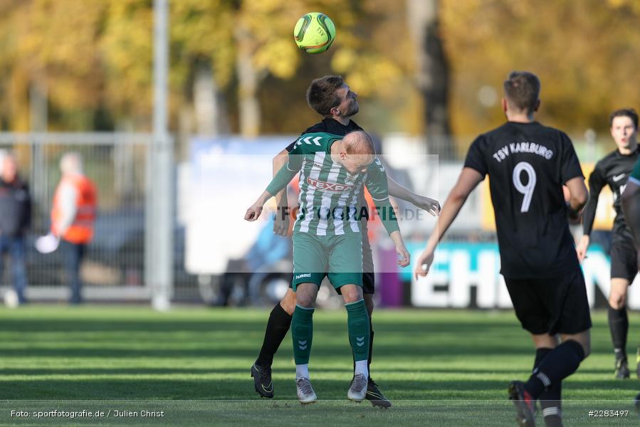 Maximilian Weiß, Andreas Rösch, Sportgelände In der Au, Karlburg, 24.10.2020, BFV, sport, action, Fussball, Deutschland, Oktober 2020, Saison 2019/2020, Bayernliga Nord, TSV Grossbardorf, TSV Karlburg - Bild-ID: 2283497