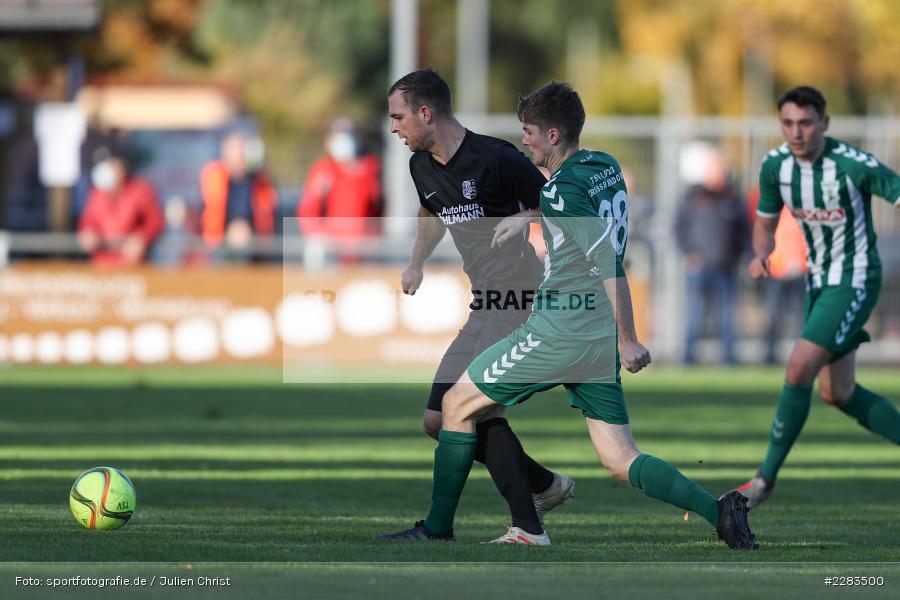 Diego Schwab, Maurice Kübert, Sportgelände In der Au, Karlburg, 24.10.2020, BFV, sport, action, Fussball, Deutschland, Oktober 2020, Saison 2019/2020, Bayernliga Nord, TSV Grossbardorf, TSV Karlburg - Bild-ID: 2283500
