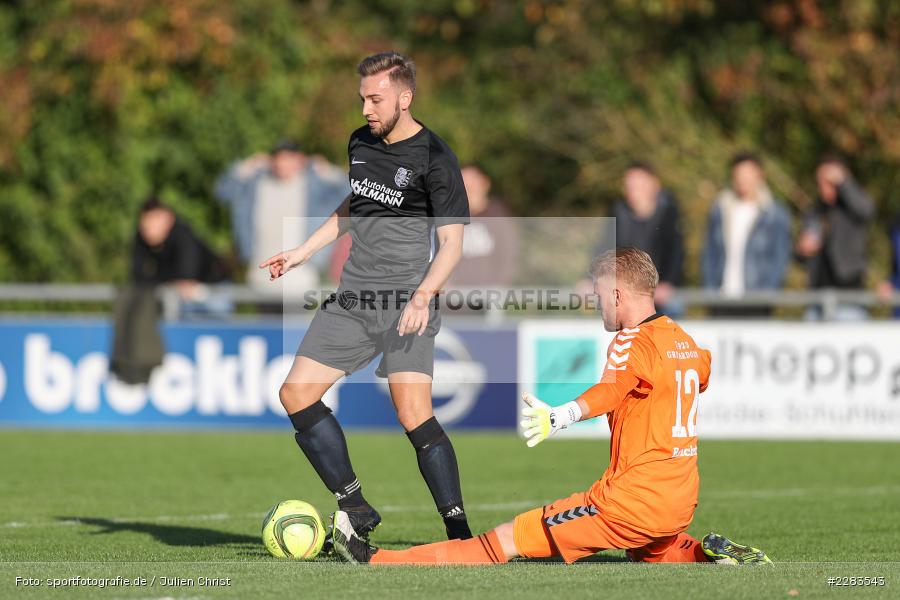 Justin Reichert, Sebastian Stumpf, Sportgelände In der Au, Karlburg, 24.10.2020, BFV, sport, action, Fussball, Deutschland, Oktober 2020, Saison 2019/2020, Bayernliga Nord, TSV Grossbardorf, TSV Karlburg - Bild-ID: 2283543