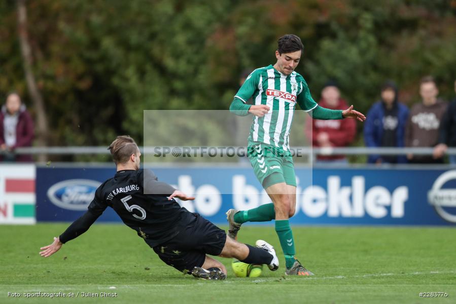 Adrian Reith, Marvin Schramm, Sportgelände In der Au, Karlburg, 24.10.2020, BFV, sport, action, Fussball, Deutschland, Oktober 2020, Saison 2019/2020, Bayernliga Nord, TSV Grossbardorf, TSV Karlburg - Bild-ID: 2283776