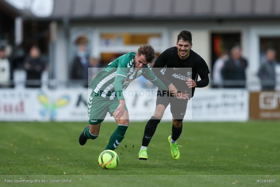 Luca Böhm, Steffen Bachmann, Sportgelände In der Au, Karlburg, 24.10.2020, BFV, sport, action, Fussball, Deutschland, Oktober 2020, Saison 2019/2020, Bayernliga Nord, TSV Grossbardorf, TSV Karlburg - Bild-ID: 2283853