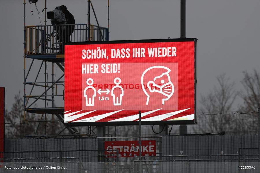 Mindestabstand, Corona Anzeigetafel, FLYERALARM Arena, Würzburg, 06.12.2020, DFL, sport, action, Fussball, Deutschland, Dezember 2020, Saison 2020/2021, 2. Bundesliga, SV Sandhausen, FC Würzburger Kickers - Bild-ID: 2285596 Mindestabstand, Corona Anzeigetafel, FLYERALARM Arena, Würzburg, 06.12.2020, DFL, sport, action, Fussball, Deutschland, Dezember 2020, Saison 2020/2021, 2. Bundesliga, SV Sandhausen, FC Würzburger Kickers - Bild-ID: 2285596