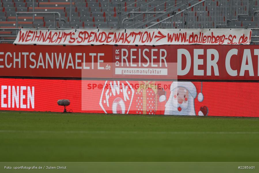 Dallenberg SC, Weihnachtsbande, LED-Bande, FLYERALARM Arena, Würzburg, 06.12.2020, DFL, sport, action, Fussball, Deutschland, Dezember 2020, Saison 2020/2021, 2. Bundesliga, SV Sandhausen, FC Würzburger Kickers - Bild-ID: 2285601