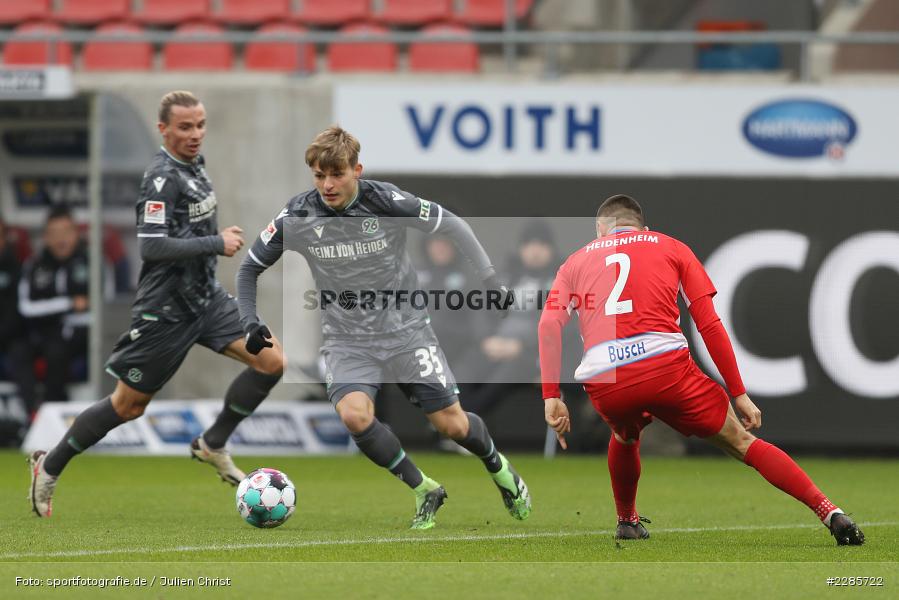 Marnon Busch, Florent Muslija, Voith-Arena, Heidenheim, 12.12.2020, DFL, sport, action, Fussball, Deutschland, Dezember 2020, Saison 2020/2021, 2. Bundesliga, Hannover 96, 1. FC Heidenheim 1846 - Bild-ID: 2285722 Marnon Busch, Florent Muslija, Voith-Arena, Heidenheim, 12.12.2020, DFL, sport, action, Fussball, Deutschland, Dezember 2020, Saison 2020/2021, 2. Bundesliga, Hannover 96, 1. FC Heidenheim 1846 - Bild-ID: 2285722