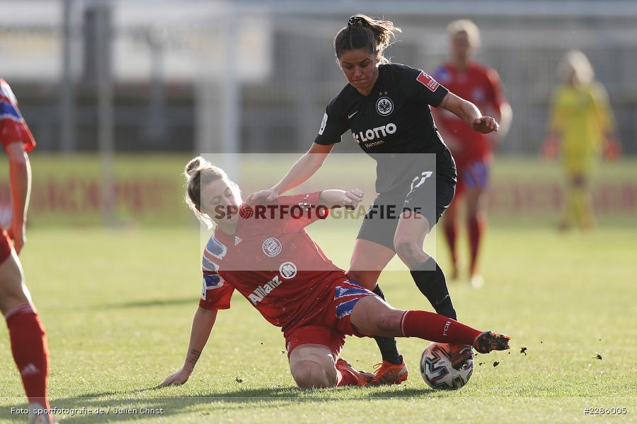 Laura Feiersinger, Carolin Simon, Stadion am Brentanobad, Frankfurt, 13.12.2020, DFL, sport, action, Fussball, Deutschland, Dezember 2020, Saison 2020/2021, Frauen-Bundesliga, FFBL, FLYERALARM Frauen-Bundesliga, FC Bayern München, Eintracht Frankfurt - Bild-ID: 2286005