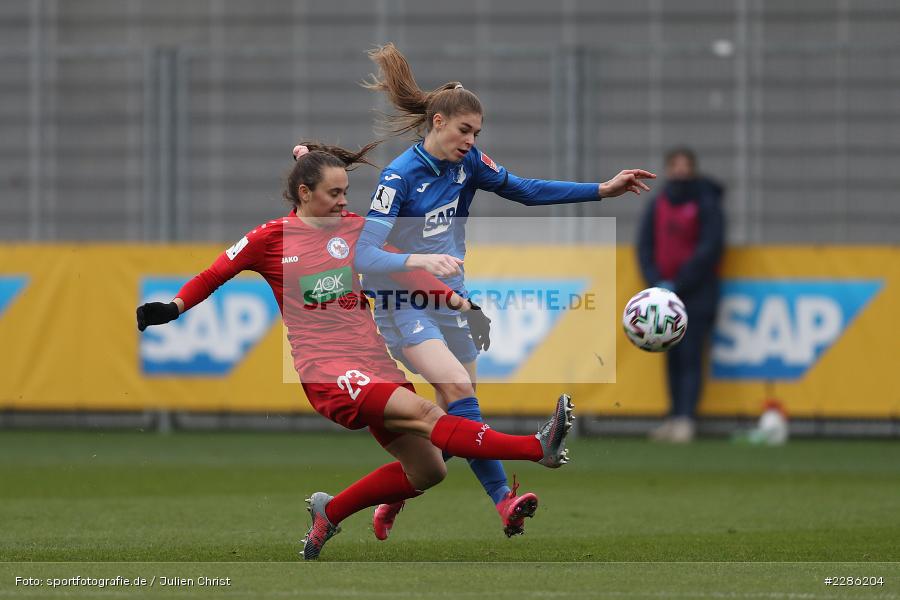 Jule Brand, Meaghan Nally, Dietmar-Hopp-Stadion, Sinsheim, 20.12.2020, DFL, sport, action, Fussball, Deutschland, Dezember 2020, Saison 2020/2021, Frauen-Bundesliga, FFBL, FLYERALARM Frauen-Bundesliga, 1. FFC Turbine Potsdam, TSG Hoffenheim - Bild-ID: 2286204