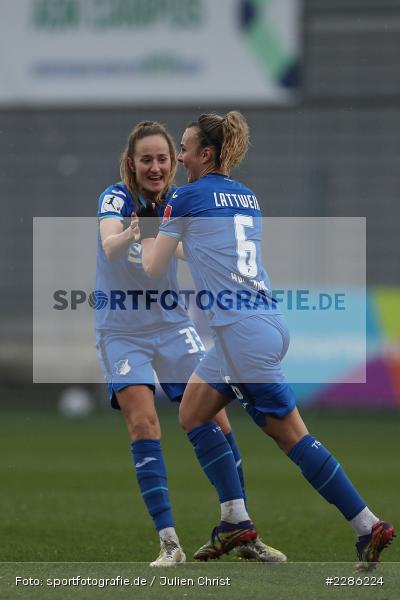 Emotionen, Torjubel, Fabienne Dongus, Lena Lattwein, Dietmar-Hopp-Stadion, Sinsheim, 20.12.2020, DFL, sport, action, Fussball, Deutschland, Dezember 2020, Saison 2020/2021, Frauen-Bundesliga, FFBL, FLYERALARM Frauen-Bundesliga, 1. FFC Turbine Potsdam, TSG Hoffenheim - Bild-ID: 2286224