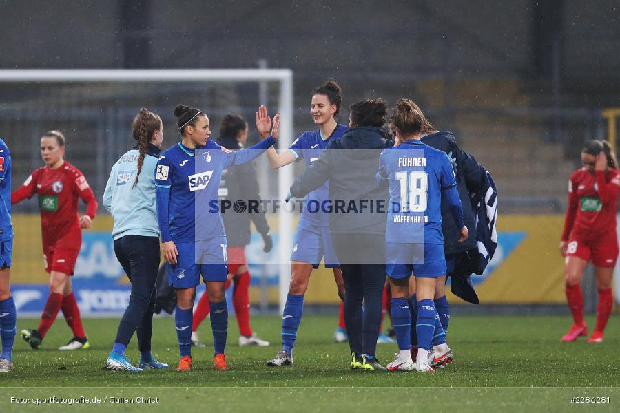 Emtionen, Jubeln, Anne Fühner, Franziska Harsch, Nicole Billa, Dietmar-Hopp-Stadion, Sinsheim, 20.12.2020, DFL, sport, action, Fussball, Deutschland, Dezember 2020, Saison 2020/2021, Frauen-Bundesliga, FFBL, FLYERALARM Frauen-Bundesliga, 1. FFC Turbine Potsdam, TSG Hoffenheim - Bild-ID: 2286281