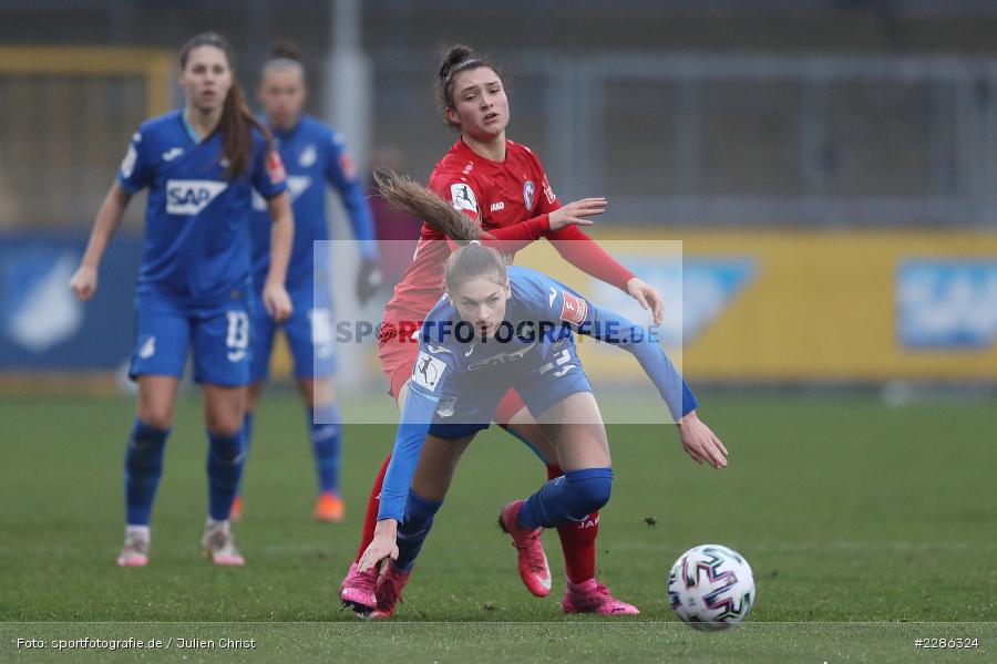 Sophie Weidauer, Jule Brand, Dietmar-Hopp-Stadion, Sinsheim, 20.12.2020, DFL, sport, action, Fussball, Deutschland, Dezember 2020, Saison 2020/2021, Frauen-Bundesliga, FFBL, FLYERALARM Frauen-Bundesliga, 1. FFC Turbine Potsdam, TSG Hoffenheim - Bild-ID: 2286324