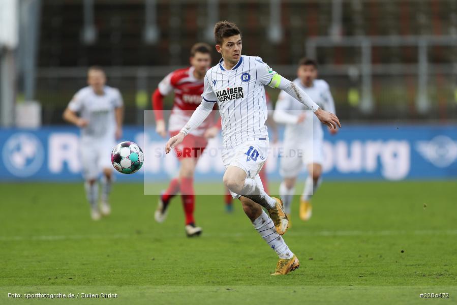 Marvin Wanitzek, FLYERALARM Arena, Würzburg, 02.01.2021, DFL, sport, action, Fussball, Deutschland, Januar 2021, Saison 2020/2021, Bundesliga, 2. Bundesliga, Karlsruher SC, FC Würzburger Kickers - Bild-ID: 2286472