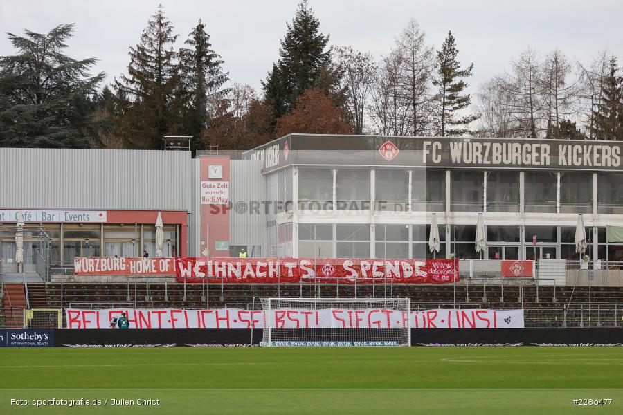Siegt, Weihnachtsspende, Spruchband, Transparent, FLYERALARM Arena, Würzburg, 02.01.2021, DFL, sport, action, Fussball, Deutschland, Januar 2021, Saison 2020/2021, Bundesliga, 2. Bundesliga, Karlsruher SC, FC Würzburger Kickers - Bild-ID: 2286477