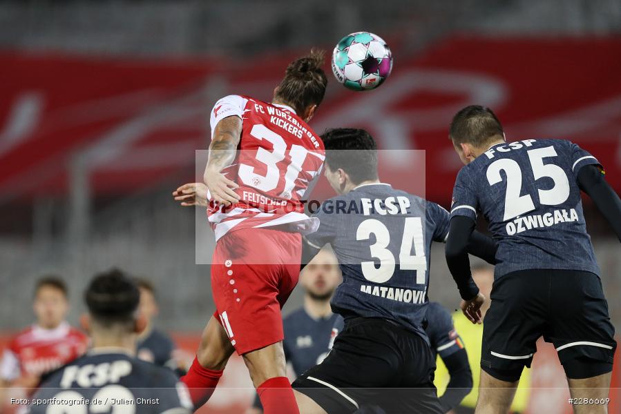 Igor Matanovic, Rolf Feltscher, FLYERALARM Arena, Würzburg, 06.01.2021, DFL, sport, action, Fussball, Deutschland, Januar 2021, Saison 2020/2021, FCSP, FWK, Bundesliga, 2. Bundesliga, FC St. Pauli, FC Würzburger Kickers - Bild-ID: 2286669
