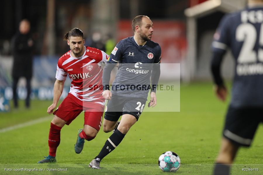 Dominic Baumann, Rico Benatelli, FLYERALARM Arena, Würzburg, 06.01.2021, DFL, sport, action, Fussball, Deutschland, Januar 2021, Saison 2020/2021, FCSP, FWK, Bundesliga, 2. Bundesliga, FC St. Pauli, FC Würzburger Kickers - Bild-ID: 2286710