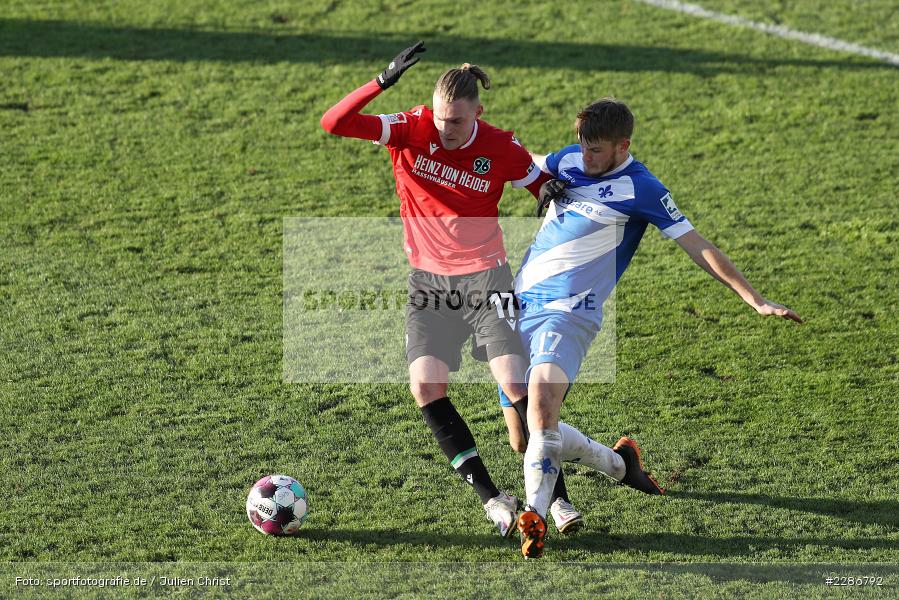Lars Lukas Mai, Marvin Ducksch, Merck-Stadion, Darmstadt, 10.01.2021, DFL, sport, action, Fussball, Deutschland, Januar 2021, Saison 2020/2021, H96, D98, Bundesliga, 2. Bundesliga, Hannover 96, SV Darmstadt 98 - Bild-ID: 2286792