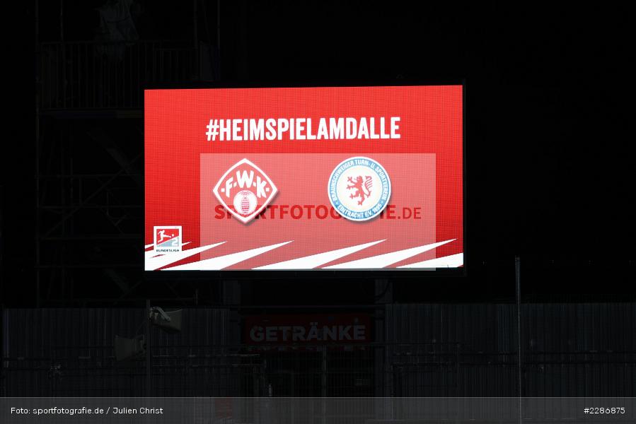 Dallenberg, Heimspiel, Anzeigetafel, FLYERALARM Arena, Würzburg, 15.01.2021, DFL, sport, action, Fussball, Deutschland, Januar 2021, Saison 2020/2021, EBS, FWK, Bundesliga, 2. Bundesliga, Eintracht Braunschweig, FC Würzburger Kickers - Bild-ID: 2286875 Dallenberg, Heimspiel, Anzeigetafel, FLYERALARM Arena, Würzburg, 15.01.2021, DFL, sport, action, Fussball, Deutschland, Januar 2021, Saison 2020/2021, EBS, FWK, Bundesliga, 2. Bundesliga, Eintracht Braunschweig, FC Würzburger Kickers - Bild-ID: 2286875