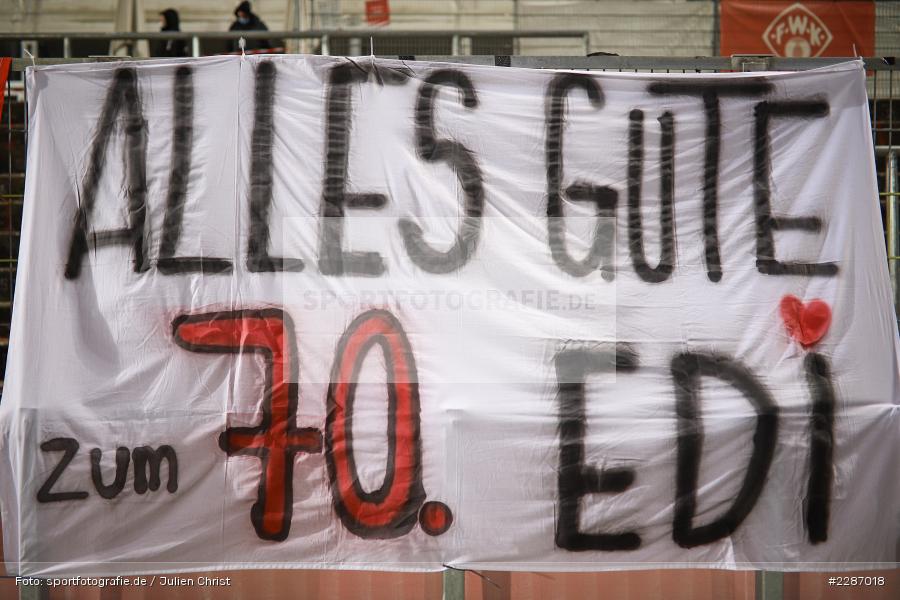 Edi, Alles Gute, Banner, FLYERALARM Arena, Würzburg, 16.01.2021, DFL, sport, action, Fussball, Deutschland, Januar 2021, Saison 2020/2021, EBS, FWK, Bundesliga, 2. Bundesliga, Eintracht Braunschweig, FC Würzburger Kickers - Bild-ID: 2287018 Edi, Alles Gute, Banner, FLYERALARM Arena, Würzburg, 16.01.2021, DFL, sport, action, Fussball, Deutschland, Januar 2021, Saison 2020/2021, EBS, FWK, Bundesliga, 2. Bundesliga, Eintracht Braunschweig, FC Würzburger Kickers - Bild-ID: 2287018