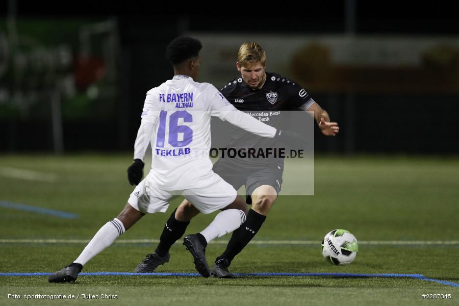 Marc Stein, Henok Teklab, Städtisches Stadion am Prischoß, Alzenau, 19.01.2021, sport, action, Fussball, Deutschland, Januar 2021, Saison 2020/2021, VFB, FCB, Regionalliga Südwest, Regionalliga, VfB Stuttgart II, FC Bayern Alzenau - Bild-ID: 2287045