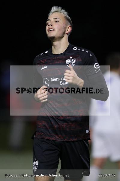 Torjubel, Falko Michel, Städtisches Stadion am Prischoß, Alzenau, 19.01.2021, sport, action, Fussball, Deutschland, Januar 2021, Saison 2020/2021, VFB, FCB, Regionalliga Südwest, Regionalliga, VfB Stuttgart II, FC Bayern Alzenau - Bild-ID: 2287057