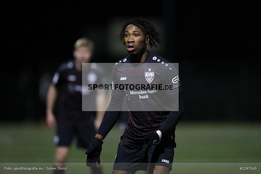 Mohamed Sankoh, Städtisches Stadion am Prischoß, Alzenau, 19.01.2021, sport, action, Fussball, Deutschland, Januar 2021, Saison 2020/2021, VFB, FCB, Regionalliga Südwest, Regionalliga, VfB Stuttgart II, FC Bayern Alzenau - Bild-ID: 2287063