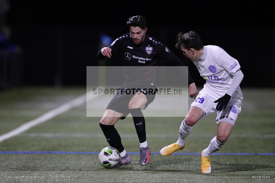 Jonas Kummer, Nikos Zografakis, Städtisches Stadion am Prischoß, Alzenau, 19.01.2021, sport, action, Fussball, Deutschland, Januar 2021, Saison 2020/2021, VFB, FCB, Regionalliga Südwest, Regionalliga, VfB Stuttgart II, FC Bayern Alzenau - Bild-ID: 2287069 Jonas Kummer, Nikos Zografakis, Städtisches Stadion am Prischoß, Alzenau, 19.01.2021, sport, action, Fussball, Deutschland, Januar 2021, Saison 2020/2021, VFB, FCB, Regionalliga Südwest, Regionalliga, VfB Stuttgart II, FC Bayern Alzenau - Bild-ID: 2287069
