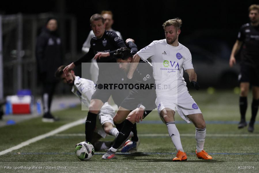 Patrick Kalata, Marco Ferukoski, Nikos Zografakis, Städtisches Stadion am Prischoß, Alzenau, 19.01.2021, sport, action, Fussball, Deutschland, Januar 2021, Saison 2020/2021, VFB, FCB, Regionalliga Südwest, Regionalliga, VfB Stuttgart II, FC Bayern Alzenau - Bild-ID: 2287074 Patrick Kalata, Marco Ferukoski, Nikos Zografakis, Städtisches Stadion am Prischoß, Alzenau, 19.01.2021, sport, action, Fussball, Deutschland, Januar 2021, Saison 2020/2021, VFB, FCB, Regionalliga Südwest, Regionalliga, VfB Stuttgart II, FC Bayern Alzenau - Bild-ID: 2287074
