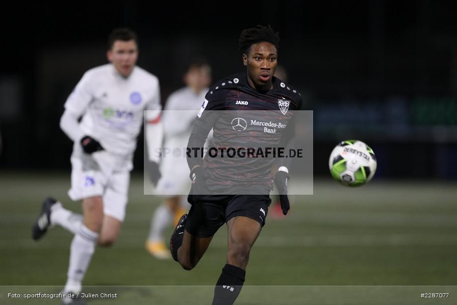 Mohamed Sankoh, Städtisches Stadion am Prischoß, Alzenau, 19.01.2021, sport, action, Fussball, Deutschland, Januar 2021, Saison 2020/2021, VFB, FCB, Regionalliga Südwest, Regionalliga, VfB Stuttgart II, FC Bayern Alzenau - Bild-ID: 2287077 Mohamed Sankoh, Städtisches Stadion am Prischoß, Alzenau, 19.01.2021, sport, action, Fussball, Deutschland, Januar 2021, Saison 2020/2021, VFB, FCB, Regionalliga Südwest, Regionalliga, VfB Stuttgart II, FC Bayern Alzenau - Bild-ID: 2287077
