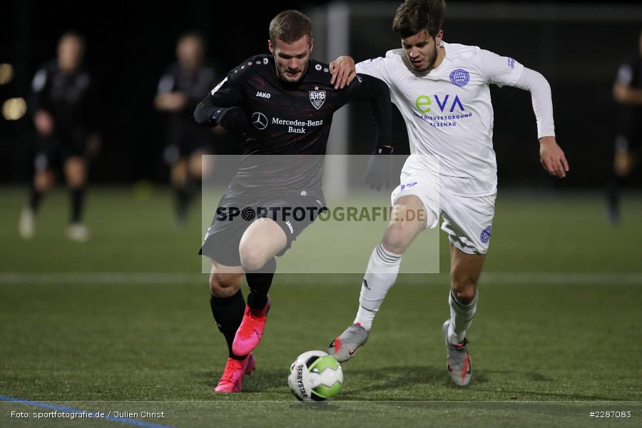Eric Hottmann, Dominik Crljenec, Städtisches Stadion am Prischoß, Alzenau, 19.01.2021, sport, action, Fussball, Deutschland, Januar 2021, Saison 2020/2021, VFB, FCB, Regionalliga Südwest, Regionalliga, VfB Stuttgart II, FC Bayern Alzenau - Bild-ID: 2287083 Eric Hottmann, Dominik Crljenec, Städtisches Stadion am Prischoß, Alzenau, 19.01.2021, sport, action, Fussball, Deutschland, Januar 2021, Saison 2020/2021, VFB, FCB, Regionalliga Südwest, Regionalliga, VfB Stuttgart II, FC Bayern Alzenau - Bild-ID: 2287083