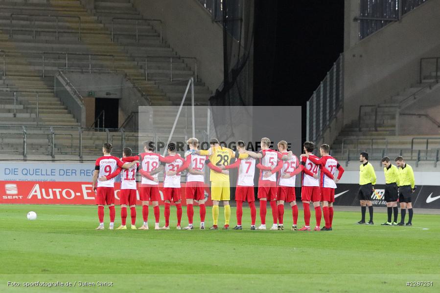 Schweigeminute, Sparda-Bank-Hessen-Stadion, Offenbach, 20.01.2021, sport, action, Fussball, Deutschland, Januar 2021, Saison 2020/2021, SV07, OFC, Regionalliga Südwest, Regionalliga, SV 07 Elversberg, Kickers Offenbach - Bild-ID: 2287231 Schweigeminute, Sparda-Bank-Hessen-Stadion, Offenbach, 20.01.2021, sport, action, Fussball, Deutschland, Januar 2021, Saison 2020/2021, SV07, OFC, Regionalliga Südwest, Regionalliga, SV 07 Elversberg, Kickers Offenbach - Bild-ID: 2287231